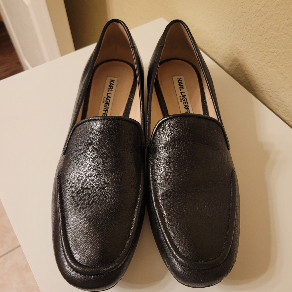 Karl Lagerfeld Black Leather Women's Loafers Size 7.5M